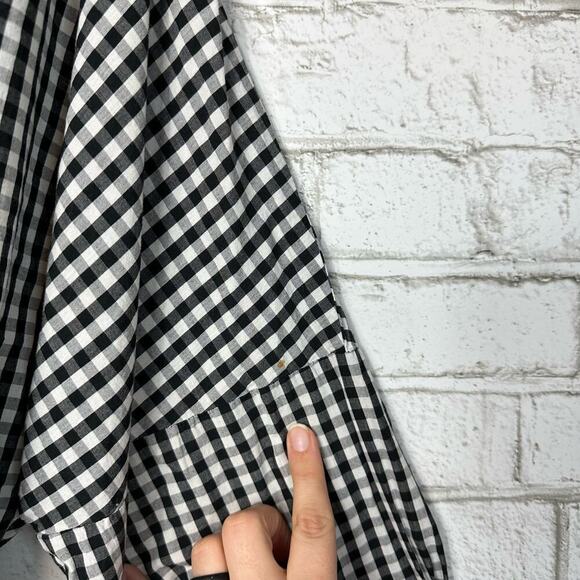 Greylin Millie Blouse Gingham Plaid Checker Top Tie Front Shirt Black White S - Picture 9 of 10